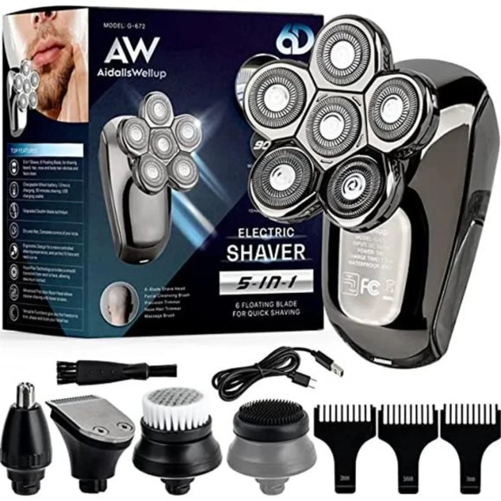 5-in-1 Men's Grooming Kit Waterproof and Rechargeable Electric Shavers